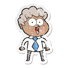 Fototapeta premium distressed sticker of a cartoon happy man