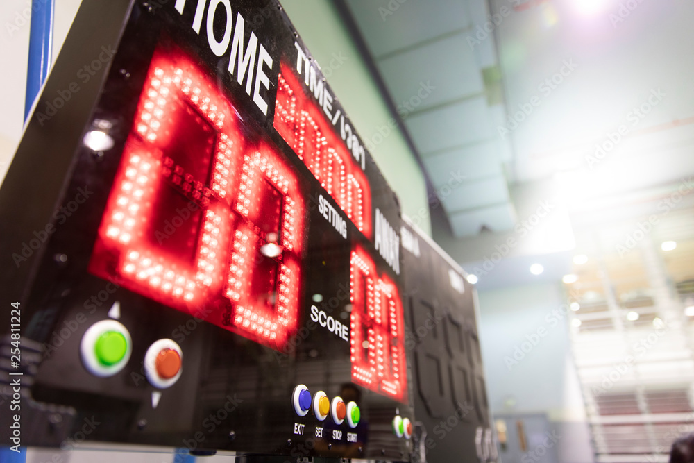 Wall mural digital score board in sport hall