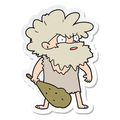 sticker of a cartoon cave man