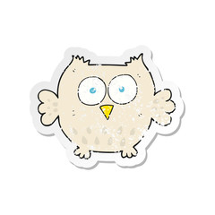 retro distressed sticker of a cartoon happy owl