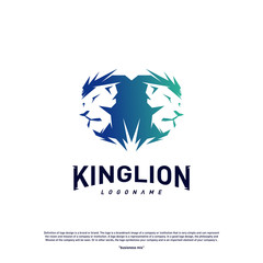 Fototapeta na wymiar Lions Logo Design Concept. King Lions Logo Design Template Vector. Icon Symbol