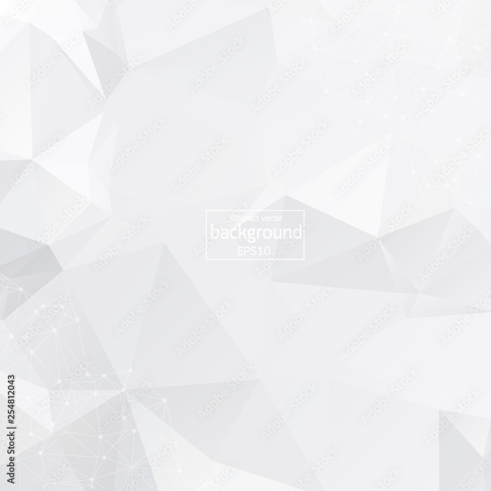Poster abstract white geometric polygonal background molecule and communication. connected lines with dots.
