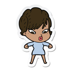 sticker of a cartoon woman