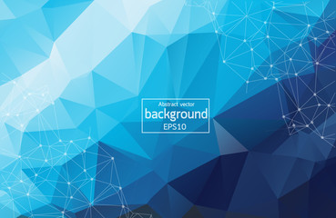 Abstract Blue Geometric Polygonal background molecule and communication. Connected lines with dots. Concept of the science, chemistry, biology, medicine, technology.