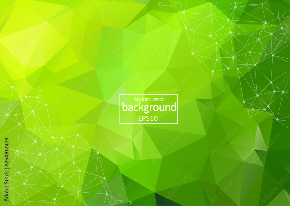 Aufkleber abstract multi green polygonal space background with connecting dots and lines. geometric polygonal 