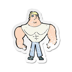 retro distressed sticker of a cartoon body builder