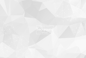 Obraz premium Abstract White Geometric Polygonal background molecule and communication. Connected lines with dots. Concept of the science, chemistry, biology, medicine, technology.