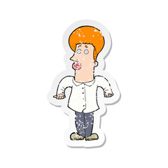 retro distressed sticker of a cartoon office guy
