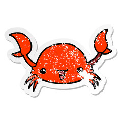 distressed sticker of a cartoon crab
