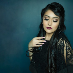 black hair beauty with eyes closed