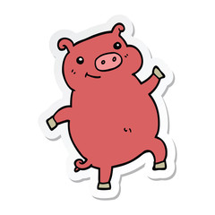 Obraz na płótnie Canvas sticker of a cartoon dancing pig