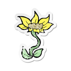retro distressed sticker of a cartoon flower