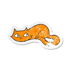 retro distressed sticker of a cartoon cat