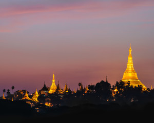 Shwedagon Pagoda at Dawn in Yangon, Myanmar