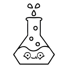 line drawing cartoon science beaker