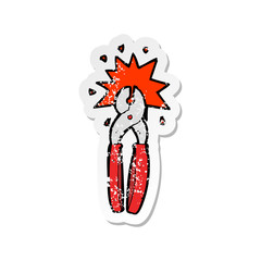 retro distressed sticker of a cartoon pliers