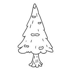 line drawing doodle single snow covered tree