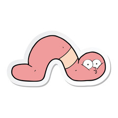 sticker of a cartoon worm