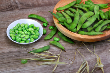 steamed edamame, healthy food served on the table
