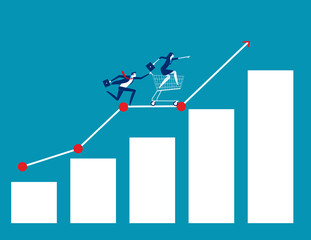 Business team up chart. Concept business vector, Growth, Achievement, Successful.