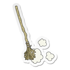 sticker of a cartoon witchs broom