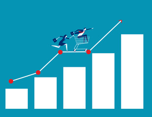 Business team up chart. Concept business vector, Growth, Achievement, Successful.