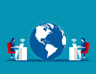 Business team world and connection. Concept business vector, Internet, Online marketing, Technology