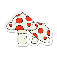 sticker of a quirky hand drawn cartoon toadstools