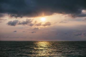 Beautiful sea sunset with clouds and sky