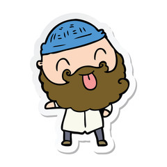 sticker of a man with beard sticking out tongue