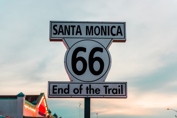 Historic Route 66 sign at Santa Monica California