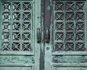 Old Vintage Antique Design Rustic Metal Doors.