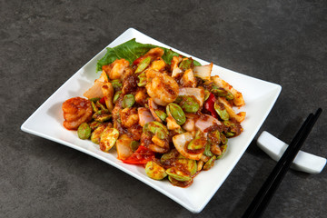 petai ,bitter beans with shrimp, sambal and chilli