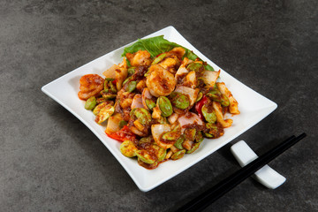 petai ,bitter beans with shrimp, sambal and chilli
