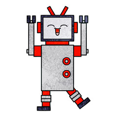 retro grunge texture cartoon robot