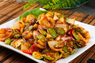 petai ,bitter beans with shrimp, sambal and chilli