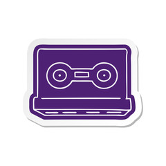cartoon sticker of a retro cassette tape