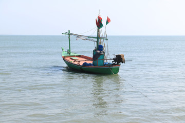 Naklejka na ściany i meble Coastal fishing boats at Pranburi, Thailand – Image 