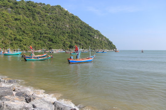 Coastal fishing boats at Pranburi, Thailand – Image      