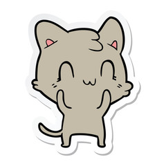 sticker of a cartoon happy cat
