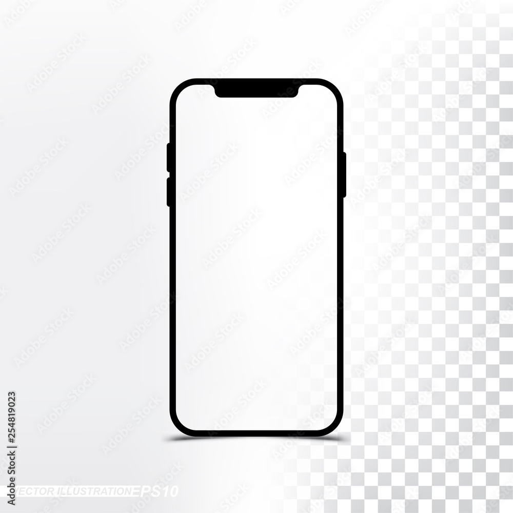 Poster mockup new version smartphone with transparent screen and background