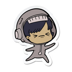 sticker of a angry cartoon space girl