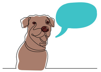 continuous line drawing of dog portrait