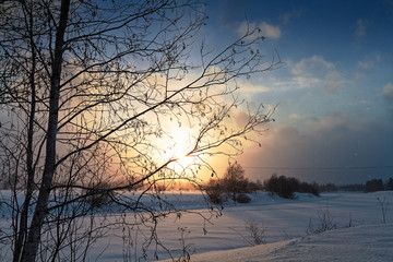 Winter Sunset By The River