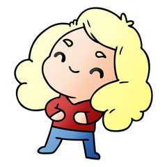 gradient cartoon of a cute kawaii girl