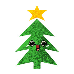 Fototapeta premium retro illustration style cartoon christmas tree