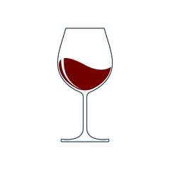 Wine glass icon with wine. Isolated sign glass of wine on white background. Vector illustration.