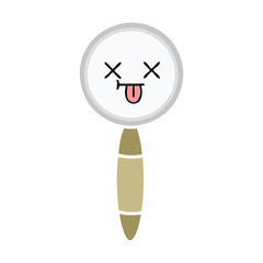 flat color retro cartoon magnifying glass