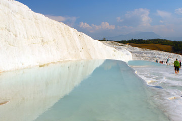 Travertines and landscape in Pamukkale Turkey