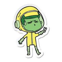 Obraz premium sticker of a cartoon stressed astronaut